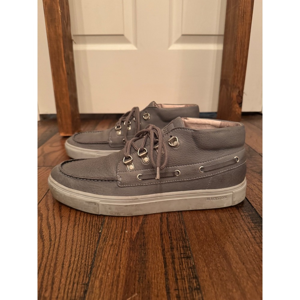 Blackstone Mens NM 09 Nordic Blue Mid Top Leather Lace Up Sneakers Shoes